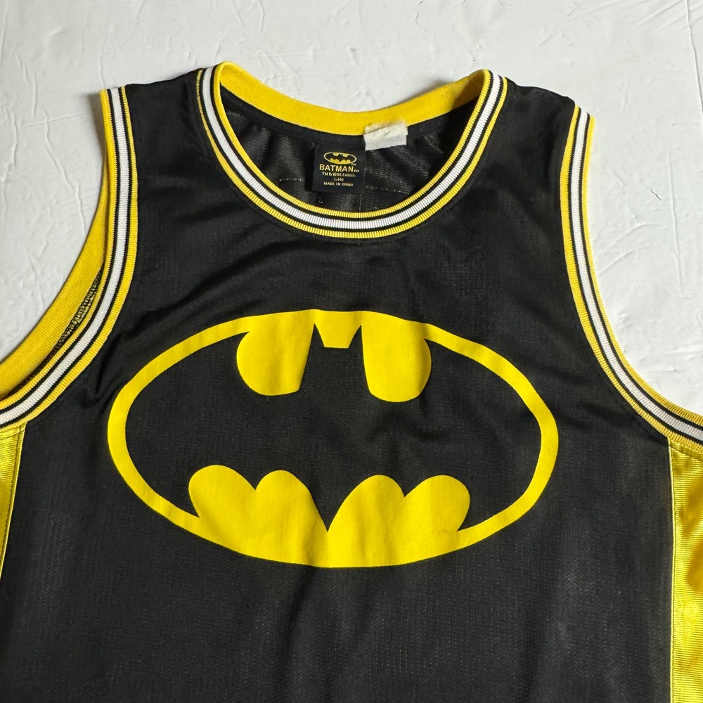 DC Comics Batman Basketball Jersey Black Yellow Mesh Tank Top Size 14